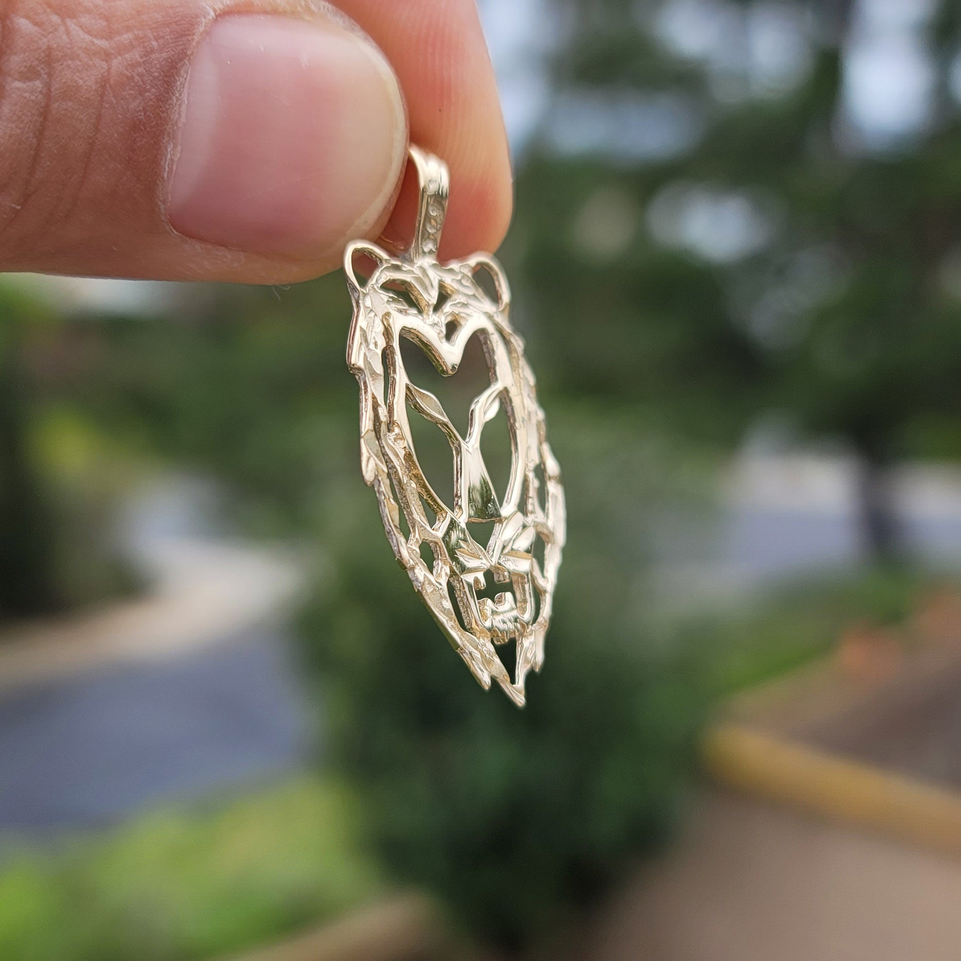 10K, 14K or 18K Gold Lion Head Pendant