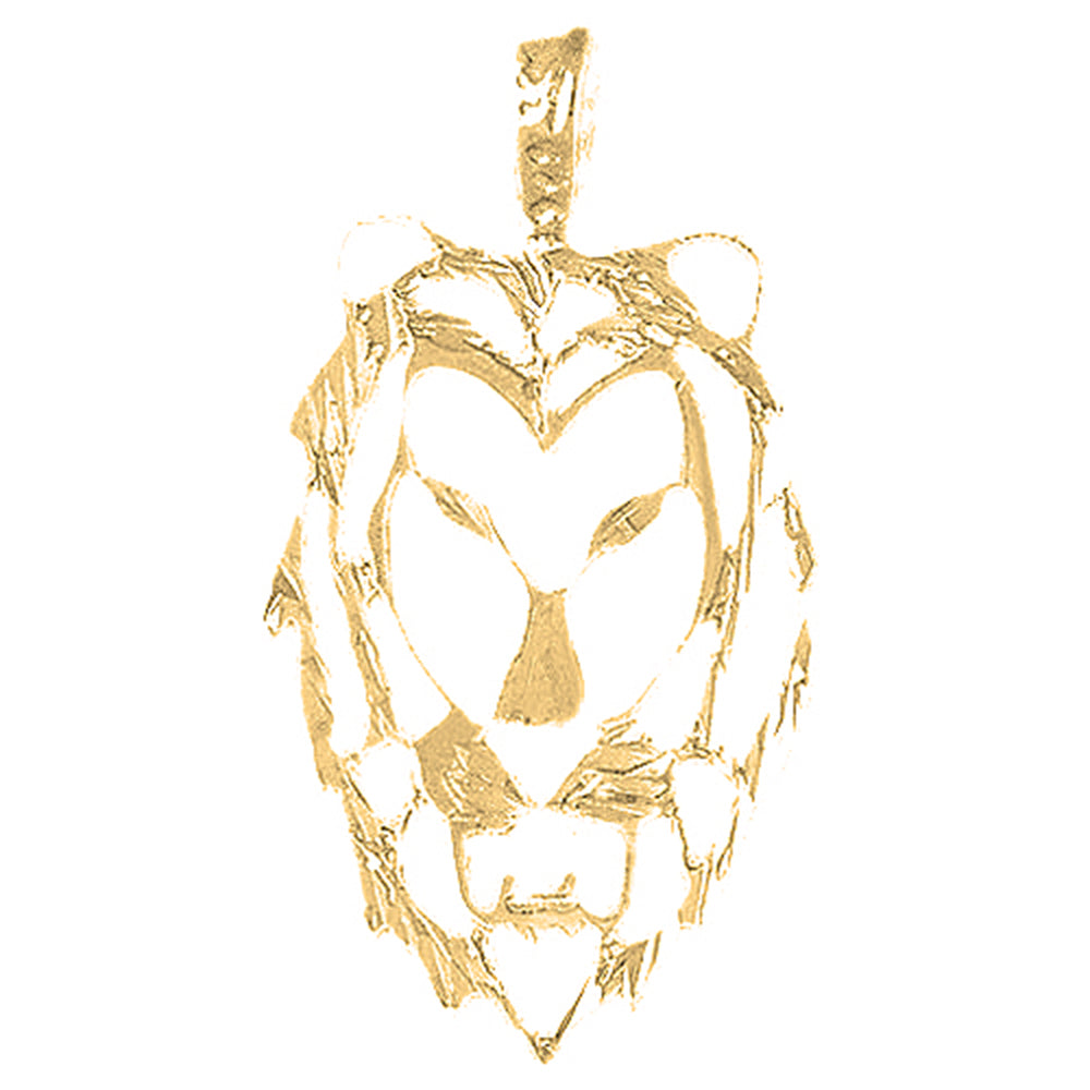 10K, 14K or 18K Gold Lion Head Pendant