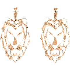 14K or 18K Gold 40mm Lion Head Earrings