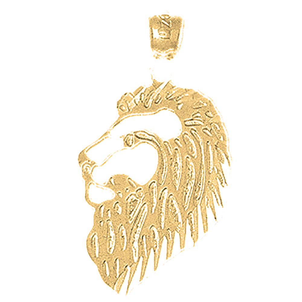 14K or 18K Gold Lion Head Pendant