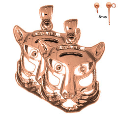 14K or 18K Gold Tiger Head Earrings