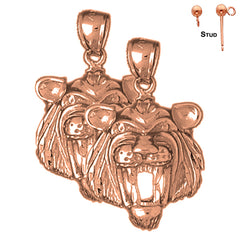14K or 18K Gold Tiger Head Earrings