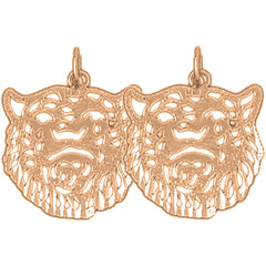 14K or 18K Gold 22mm Tiger Head Earrings