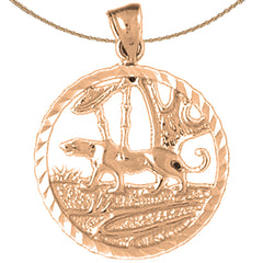 10K, 14K or 18K Gold Tiger In The Woods Pendant