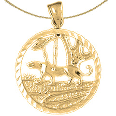 10K, 14K or 18K Gold Tiger In The Woods Pendant