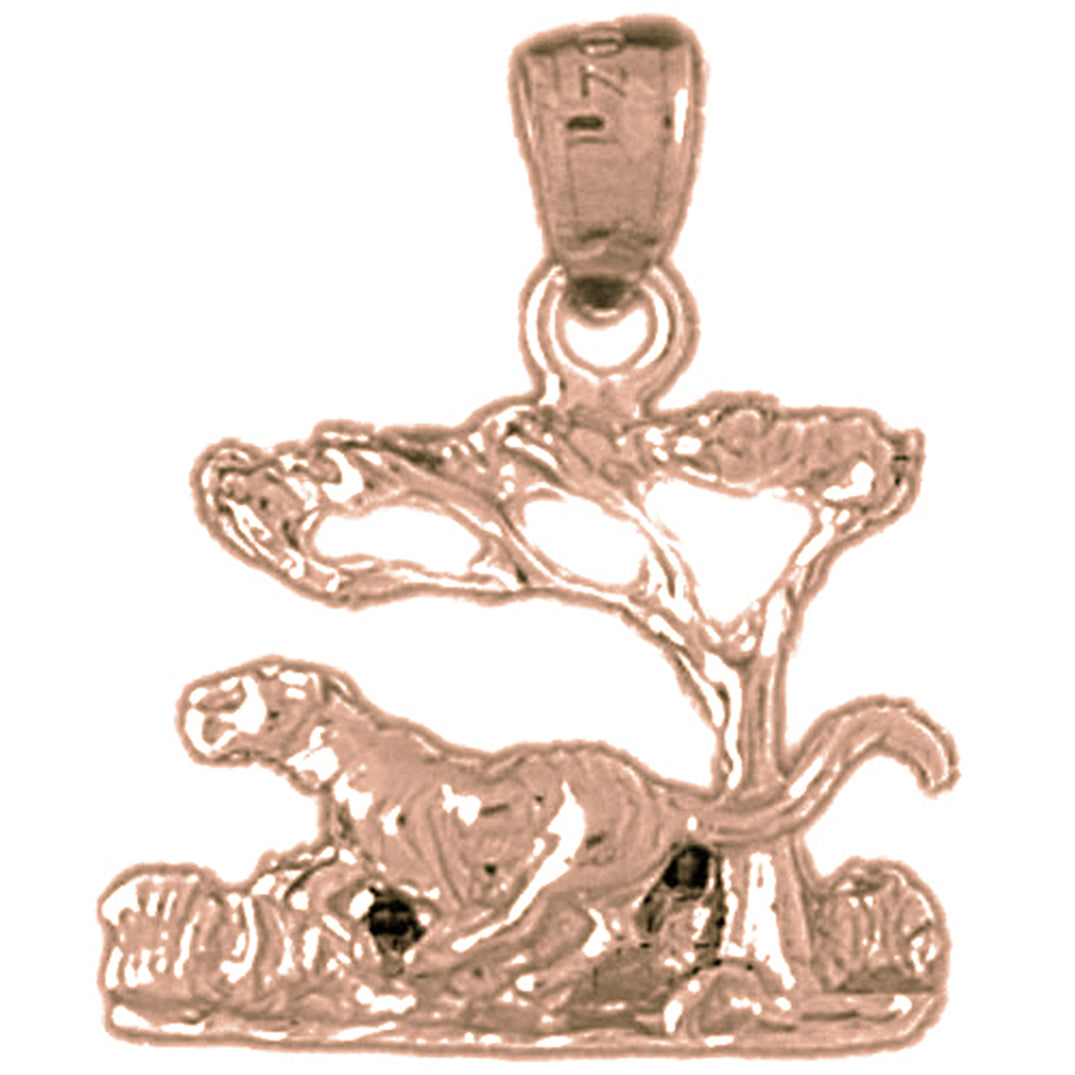 14K or 18K Gold Tiger In The Woods Pendant