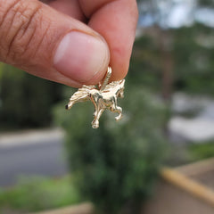 10K, 14K or 18K Gold 3D Horse Pendant
