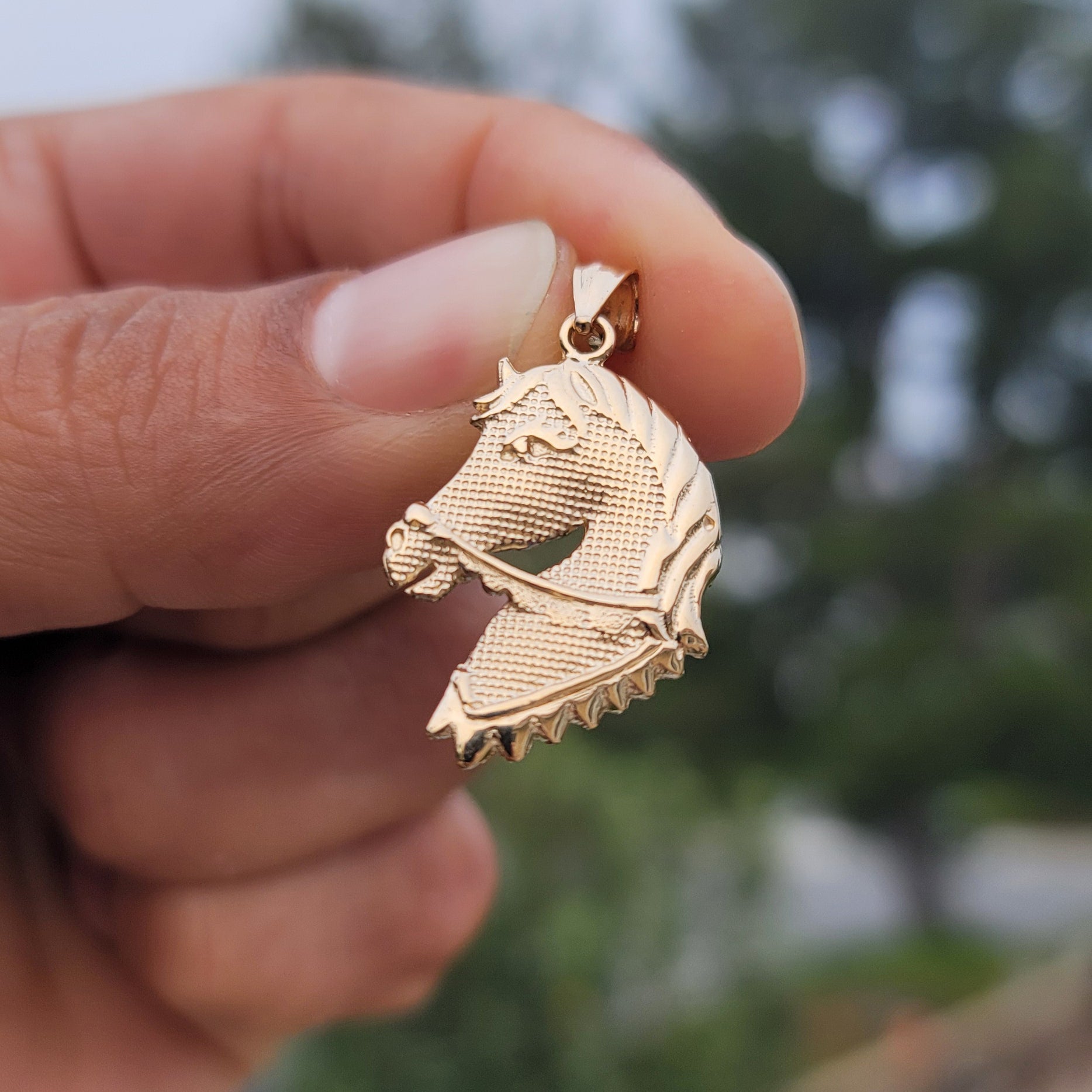 10K, 14K or 18K Gold Horse Head Pendant