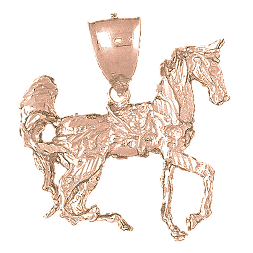 10K, 14K or 18K Gold 3D Horse Pendant
