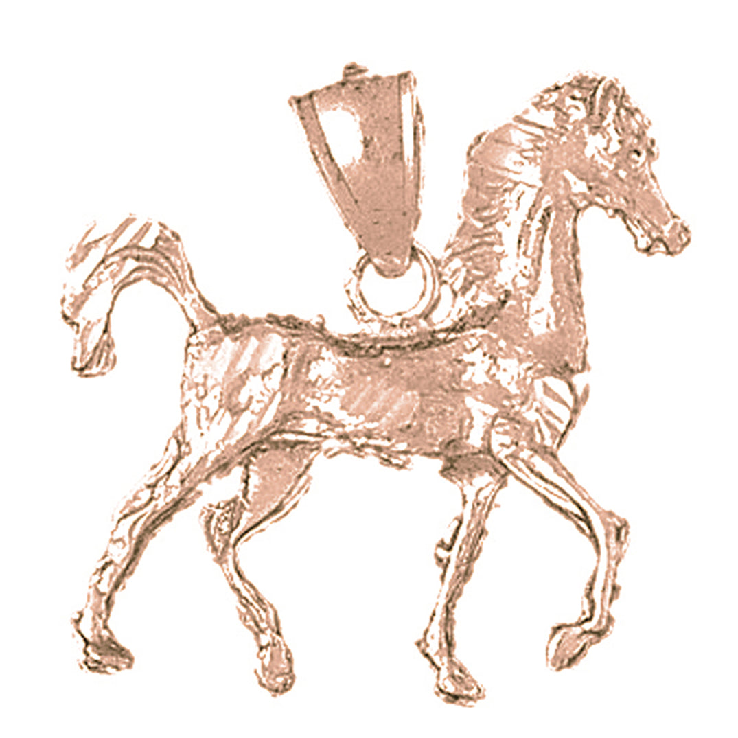 10K, 14K or 18K Gold 3D Horse Pendant