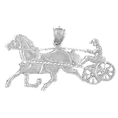 10K, 14K or 18K Gold Horse And Carriage Pendant