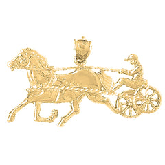10K, 14K or 18K Gold Horse And Carriage Pendant