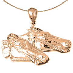 10K, 14K or 18K Gold Horse Heads Pendant