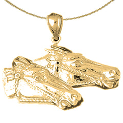 10K, 14K or 18K Gold Horse Heads Pendant