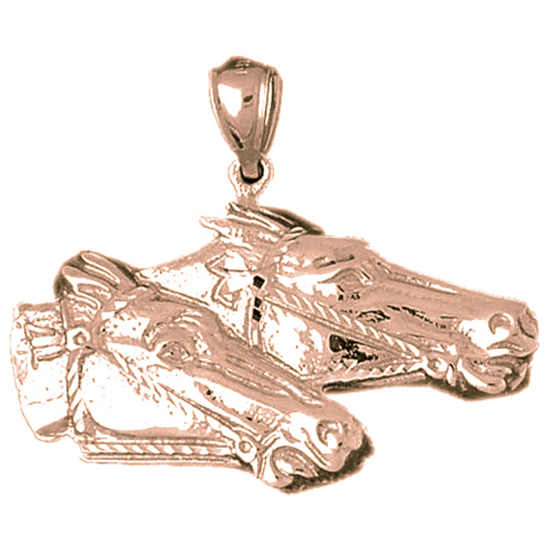 10K, 14K or 18K Gold Horse Heads Pendant
