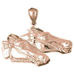 10K, 14K or 18K Gold Horse Heads Pendant