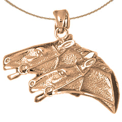 Colgante de cabezas de caballo de oro de 10K, 14K o 18K