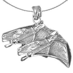 Colgante de cabezas de caballo de oro de 10K, 14K o 18K