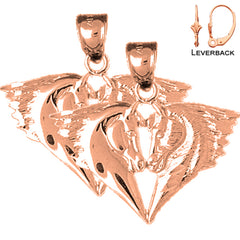 14K or 18K Gold Horse Heads Earrings