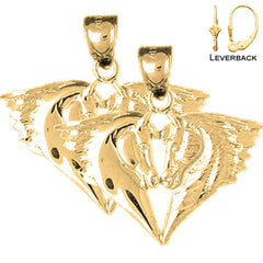 14K or 18K Gold Horse Heads Earrings