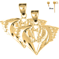 14K or 18K Gold Horse Heads Earrings