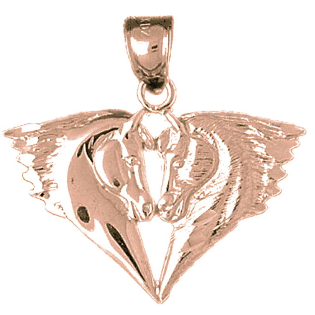 10K, 14K or 18K Gold Horse Heads Pendant