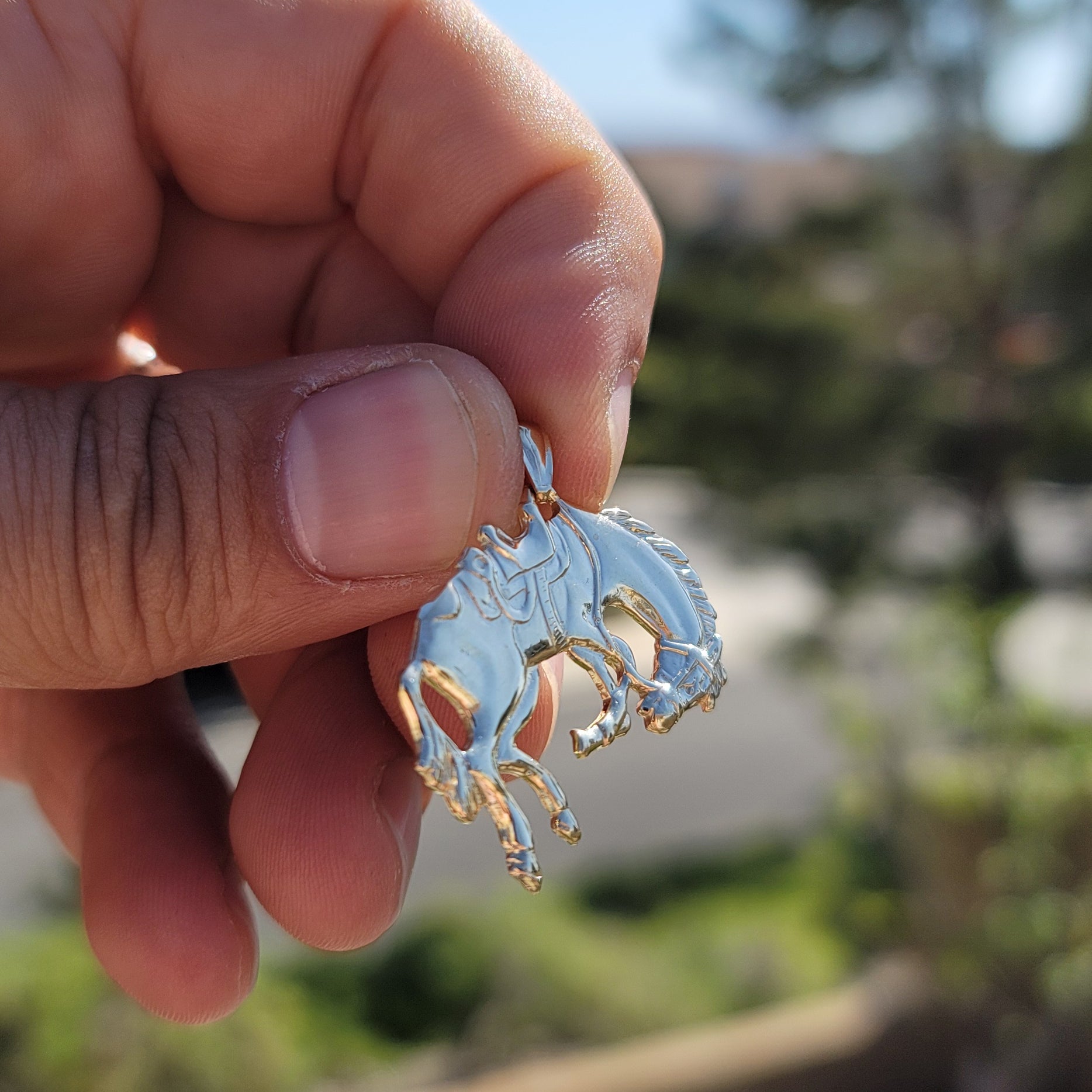 10K, 14K or 18K Gold Rodeo Horse Pendant