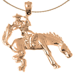 10K, 14K or 18K Gold Cowboy And Horse Pendant