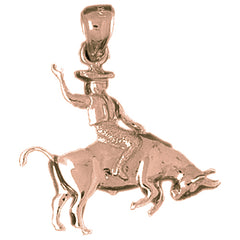 10K, 14K or 18K Gold Cowboy And Horse Pendant