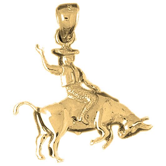 10K, 14K or 18K Gold Cowboy And Horse Pendant
