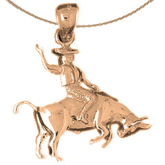 10K, 14K or 18K Gold Cowboy And Horse Pendant