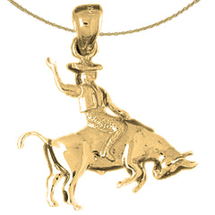 10K, 14K or 18K Gold Cowboy And Horse Pendant