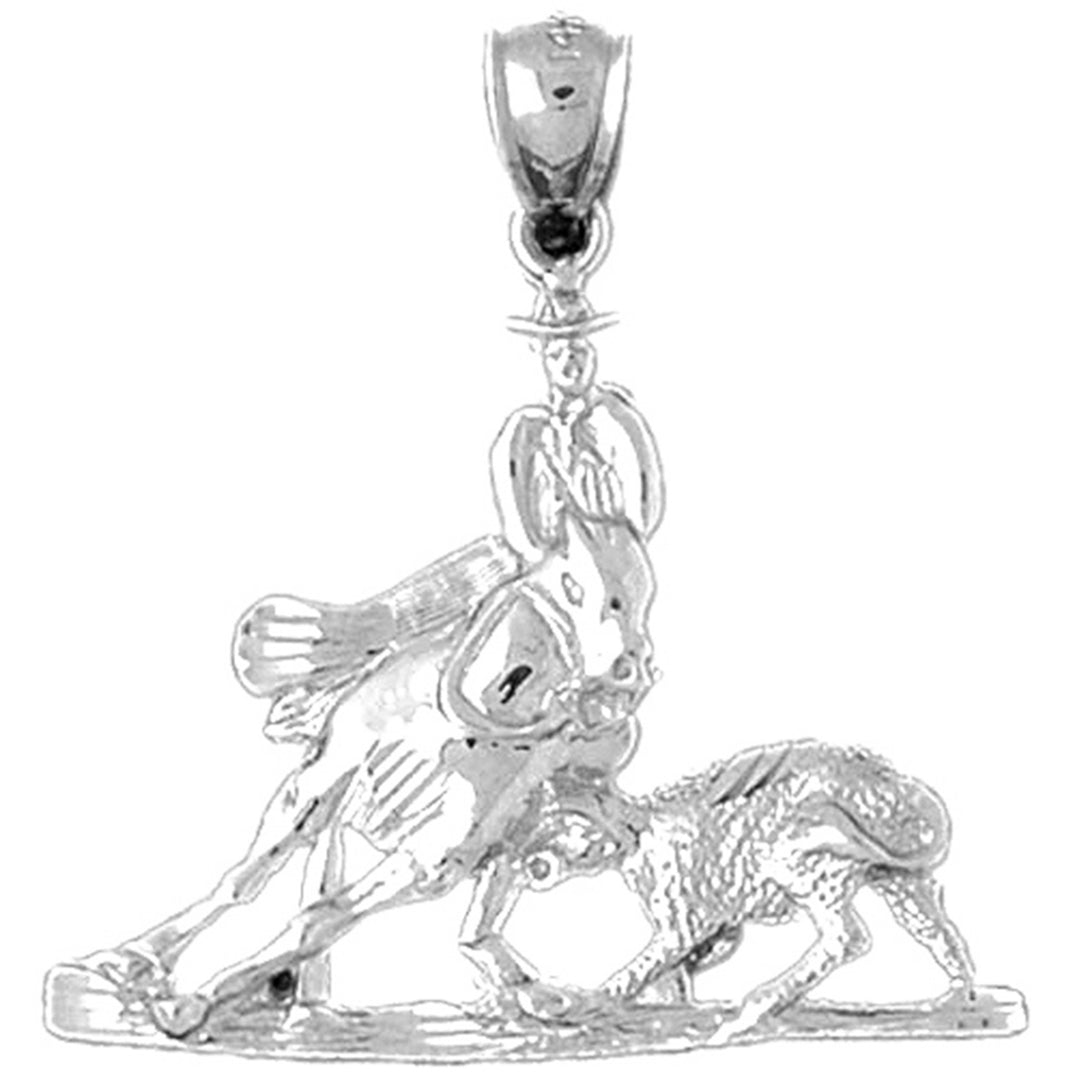 10K, 14K or 18K Gold Cowboy And Horse Pendant
