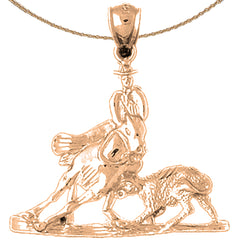 10K, 14K or 18K Gold Cowboy And Horse Pendant