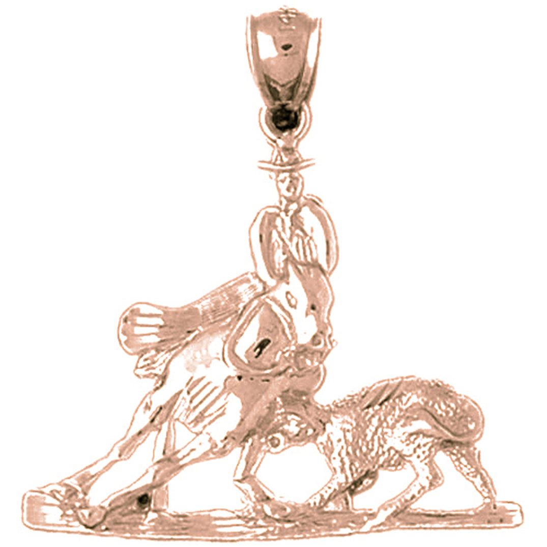 10K, 14K or 18K Gold Cowboy And Horse Pendant