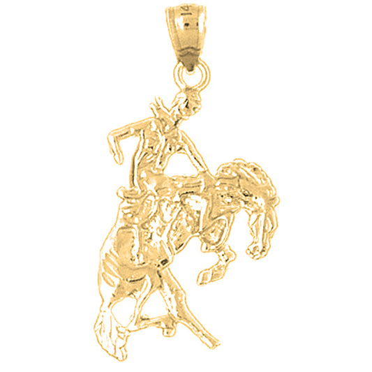 10K, 14K or 18K Gold Cowboy And Horse Pendant