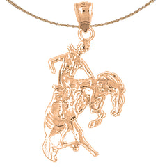 10K, 14K or 18K Gold Cowboy And Horse Pendant
