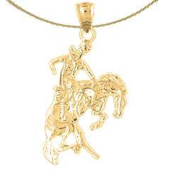 10K, 14K or 18K Gold Cowboy And Horse Pendant