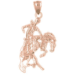 10K, 14K or 18K Gold Cowboy And Horse Pendant