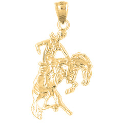 10K, 14K or 18K Gold Cowboy And Horse Pendant