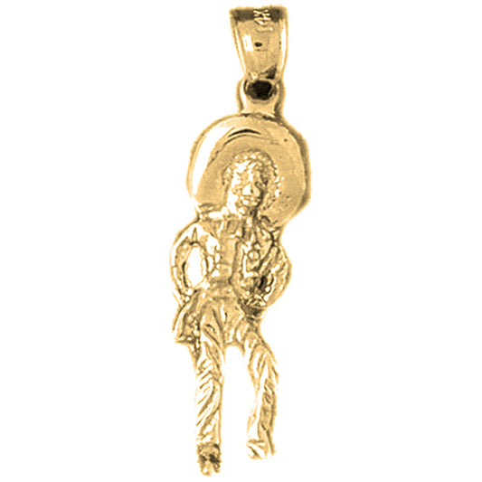 10K, 14K or 18K Gold Cowboy Pendant