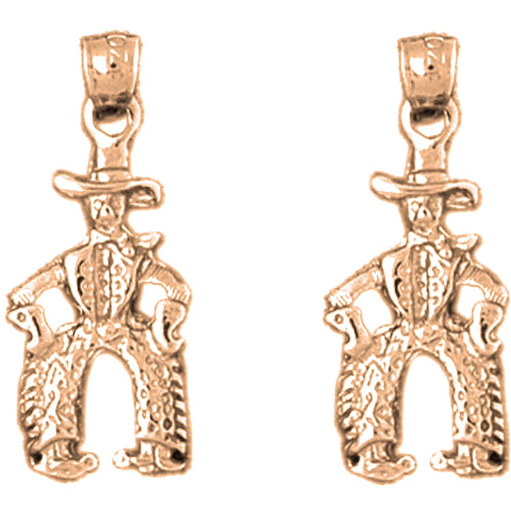 14K or 18K Gold 20mm Cowboy Earrings
