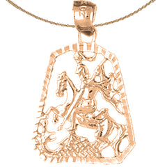 14K oder 18K Gold Anhänger „Der Heilige Georg tötet den Drachen“