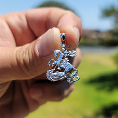 10K, 14K or 18K Gold Saint George Killing the Dragon Pendant