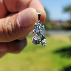 10K, 14K or 18K Gold Saint George Killing the Dragon Pendant