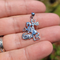 10K, 14K oder 18K Goldanhänger „Der Heilige Georg tötet den Drachen“