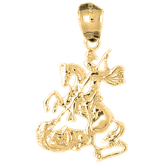10K, 14K or 18K Gold Saint George Killing the Dragon Pendant