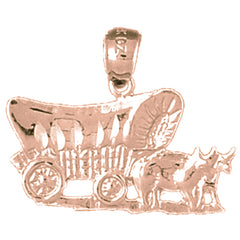 10K, 14K or 18K Gold Horse And Wagon Pendant