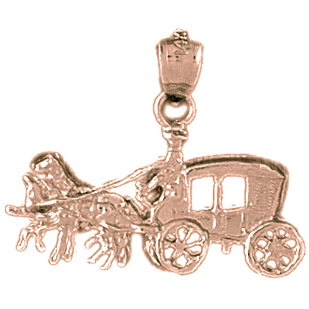 14K or 18K Gold Horse And Wagon Pendant