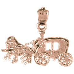 14K or 18K Gold Horse And Wagon Pendant
